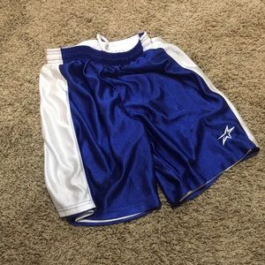 Blue and white reversible shorts